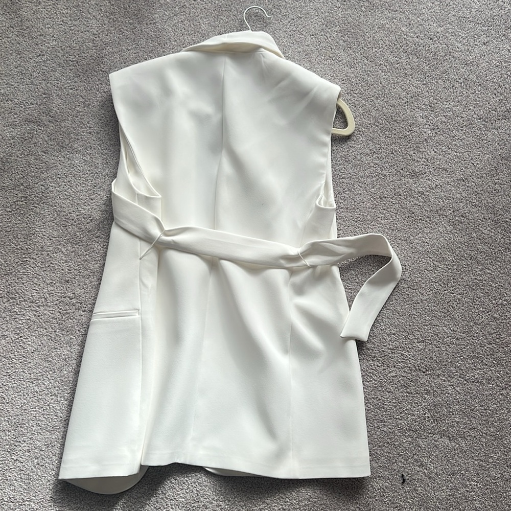 Zara White Sleeveless Blazer Vest - Picture 3 of 4